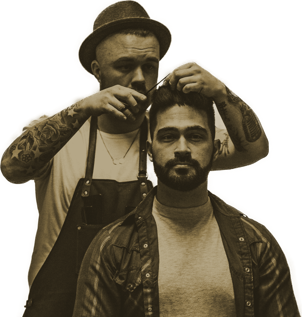 Barber giving customer a haircut